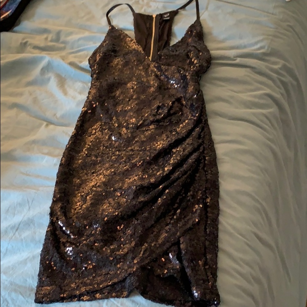 Sequin tight black dress